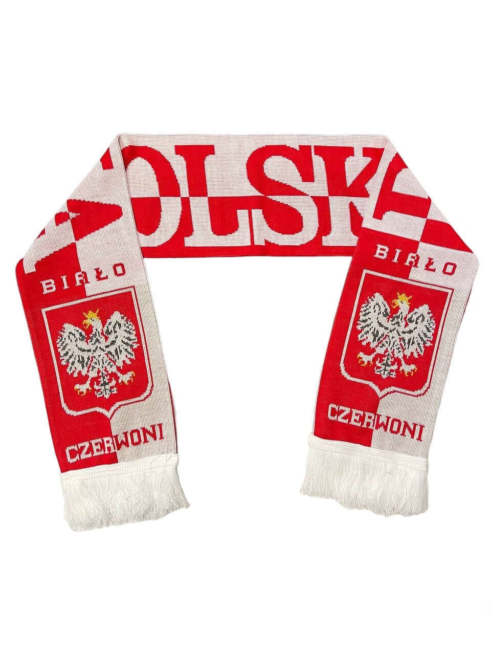 Polska Scarf Bialo Czerwoni Two Ply Red/White Made in Poland