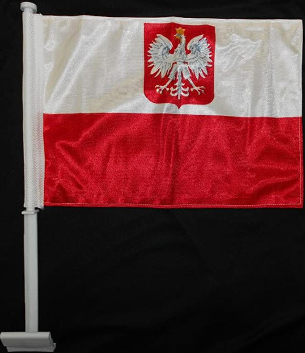 Bulk of Polish Car Flag Old Poland Flag Knitted Double Sided 11" x 14" 12 Pack