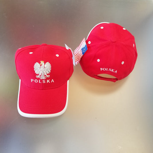 Bulk of Poland National Colors Red and White Polska Eagle Adjustable Baseball Hat 12 Pack