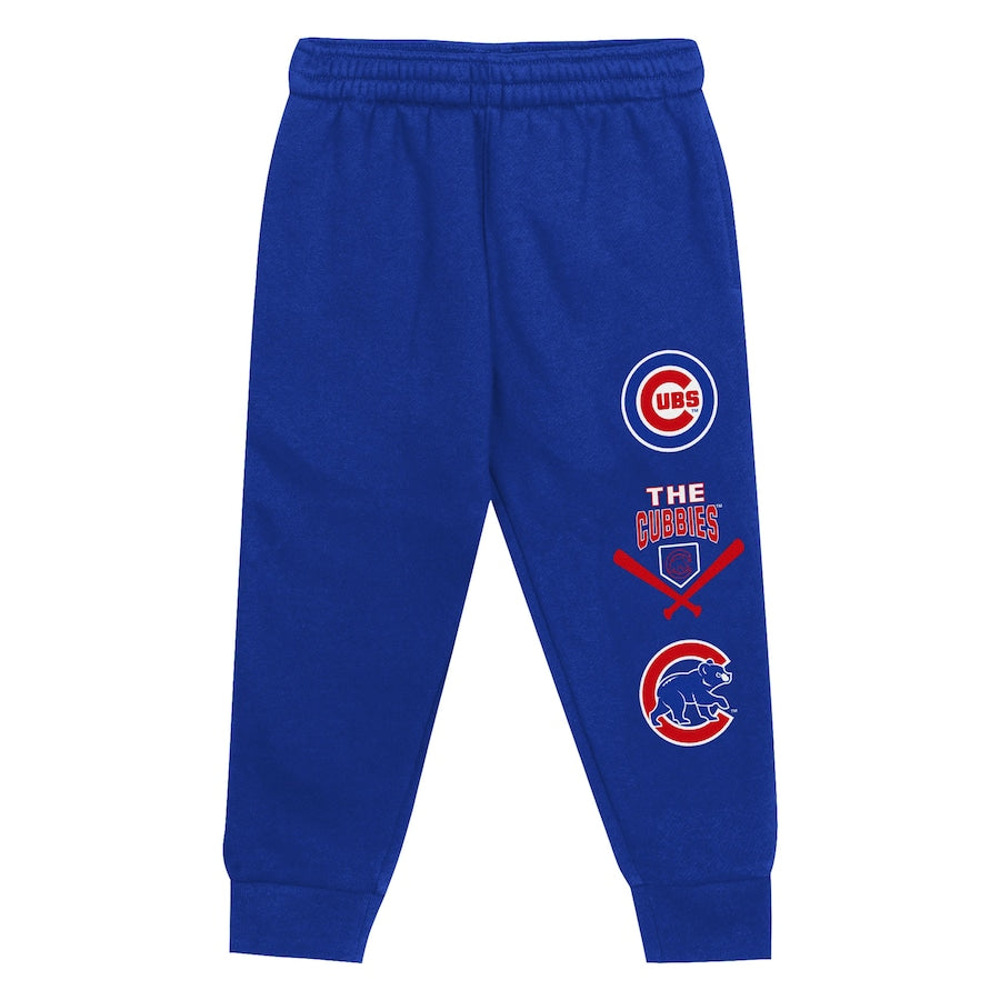 Chicago Cubs Toddler Wind Up Pullover Hoodie and Sweatpants Set - Heather Gray/Royal
