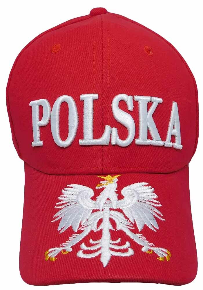 Polish Cap With Eagle And Poland Flag Red On Side Polska Sign Embroidered