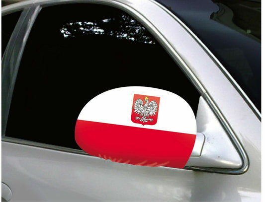 Bulk of Poland Polska Flag Decorative Car Mirror Cover Pair 12 pack