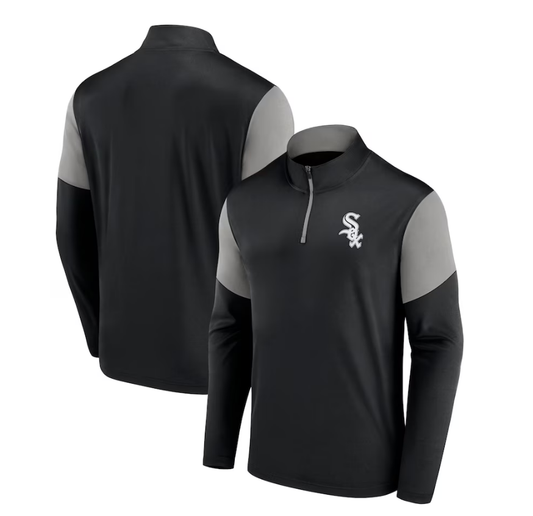 Men's Fanatics Branded Black/Gray Chicago White Sox Primary Logo Quarter-Zip Top