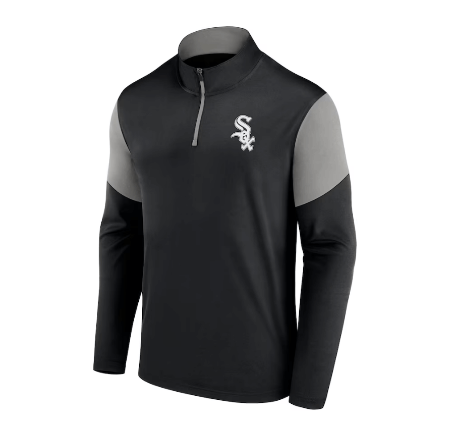 Men's Fanatics Branded Black/Gray Chicago White Sox Primary Logo Quarter-Zip Top