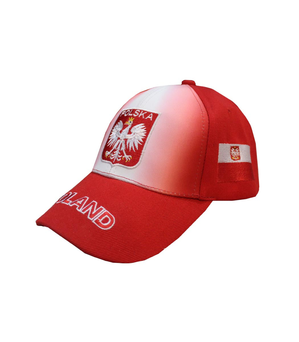 Polish Cap With Poland Sign Flag on Side & Eagle Red