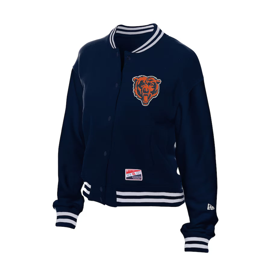 Chicago Bears Women's Throwback Fleece Full-Snap New Era Jacket