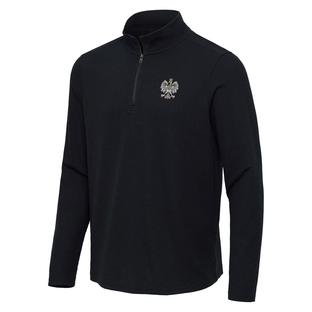 Polska Grey Waffle Pullover Antigua Quarter Zip Sweater