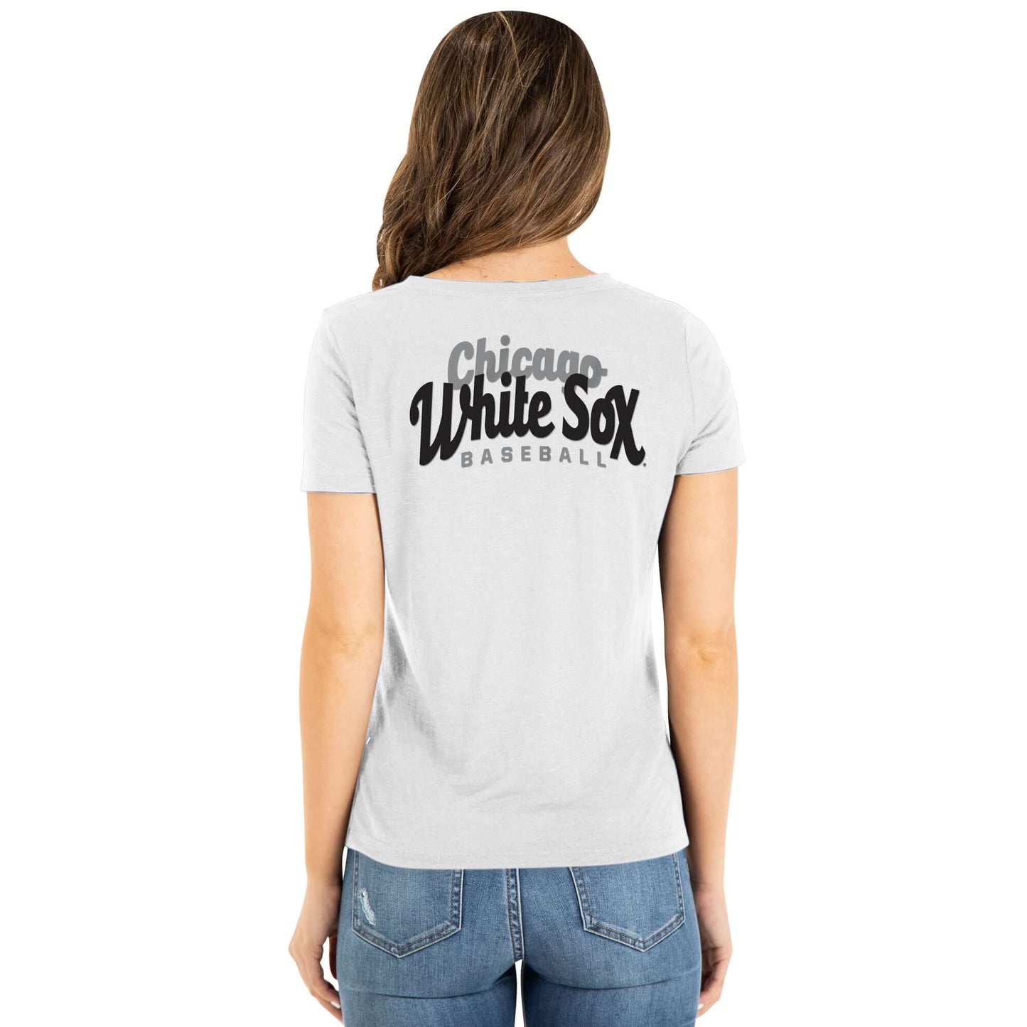 Chicago White Sox New Era Women's 2-Hit Front Twist Burnout T-Shirt - White