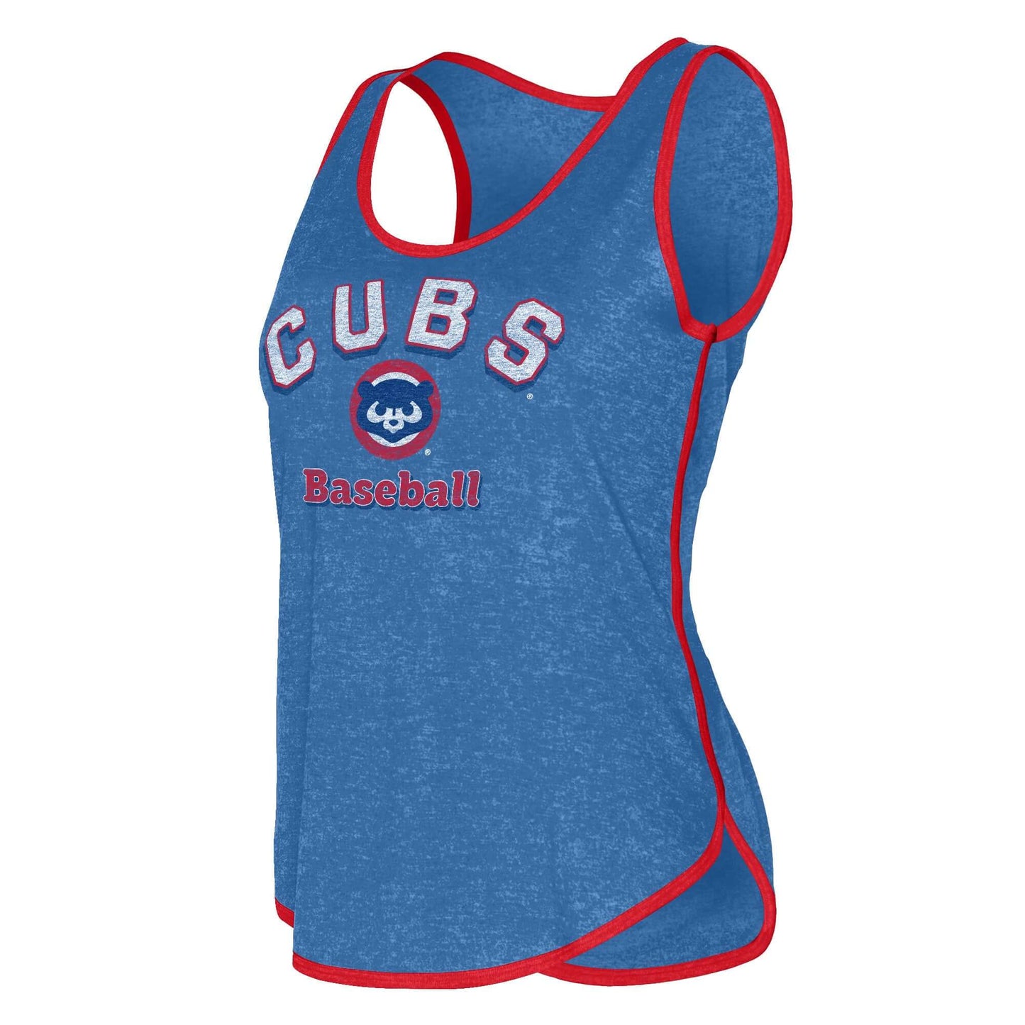 Chicago Cubs New Era Women's Contrast Binding Scoop Neck Tank Top- Heathered Royal