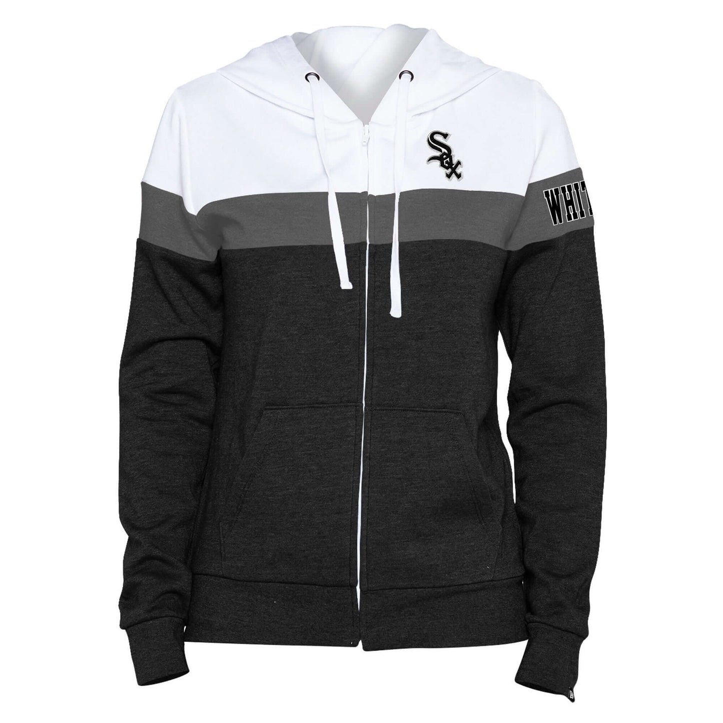 Chicago White Sox New Era Women's Colorlock Full-Zip Hoodie Jacket - Heathered Black