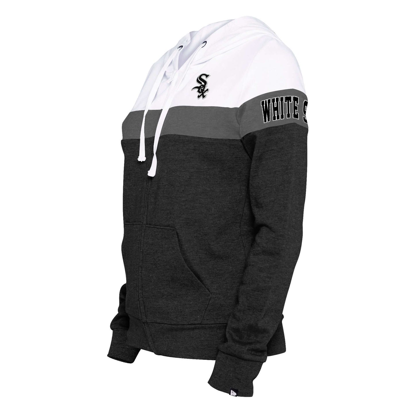 Chicago White Sox New Era Women's Colorlock Full-Zip Hoodie Jacket - Heathered Black