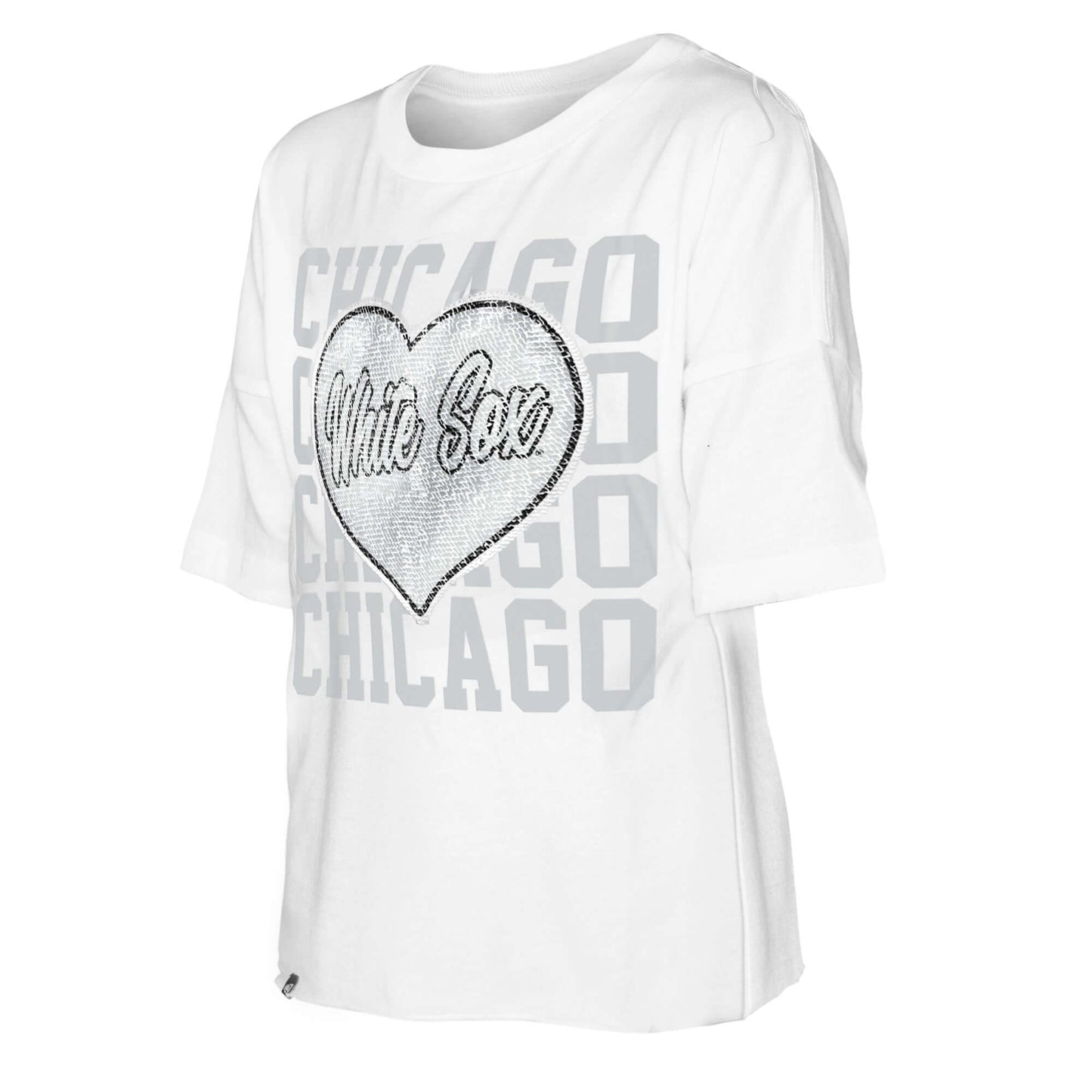 Chicago White Sox  Girls/KIDS  Youth Flip Sequin Heart Crop Top - White