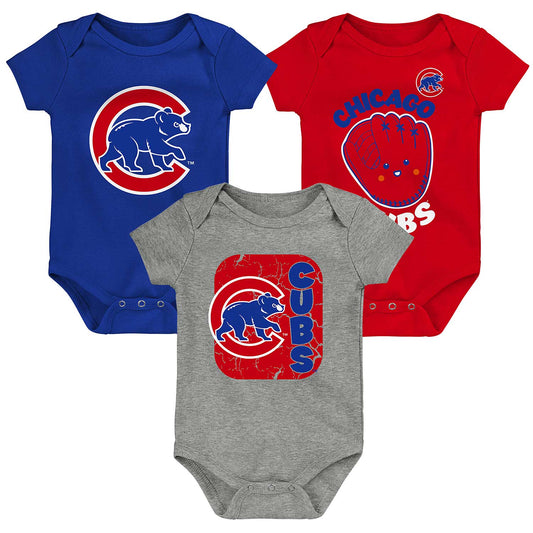 CHICAGO CUBS NEWBORN / INFANT CHANGE UP 3-PACK CREEPER SET