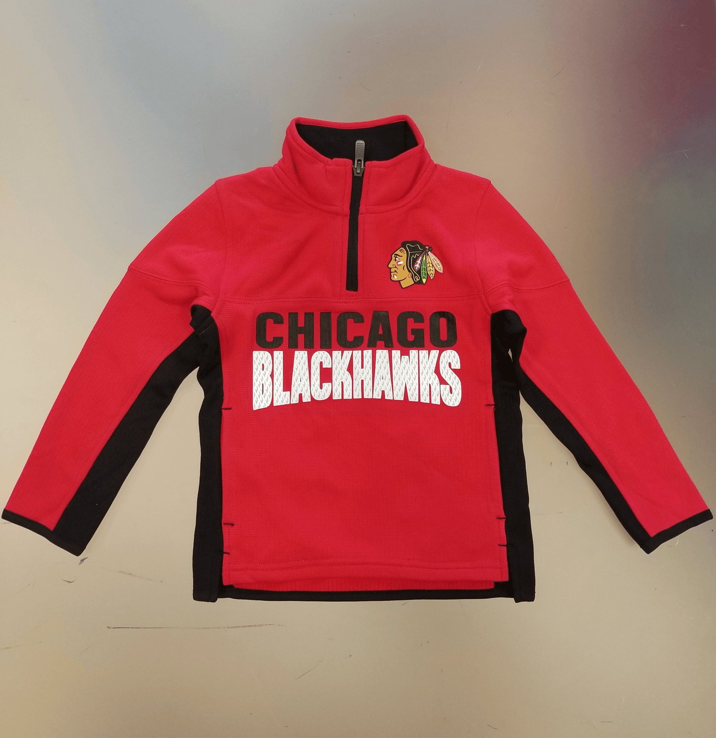 Chicago Blackhawks Kids NHL Pullover 1/4th Zip Up Jacket - Red