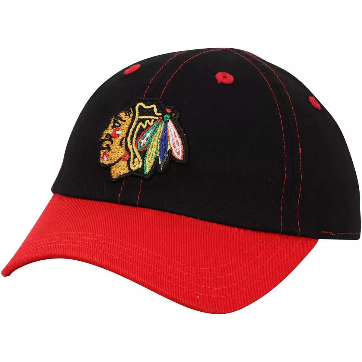 Chicago Blackhawks Chainstitch Slouch Infant Black/Red  Adjustable Hat