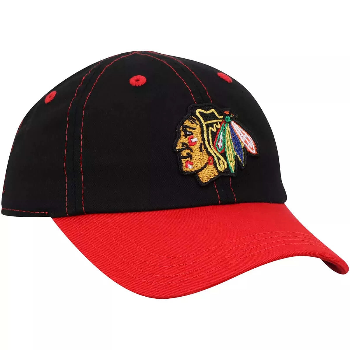 Chicago Blackhawks Chainstitch Slouch Infant Black/Red  Adjustable Hat