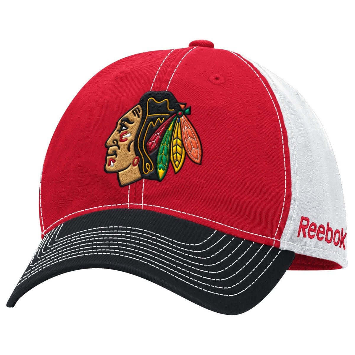 Men's adidas Black/Red Chicago Blackhawks Sport Team Logo Slouch