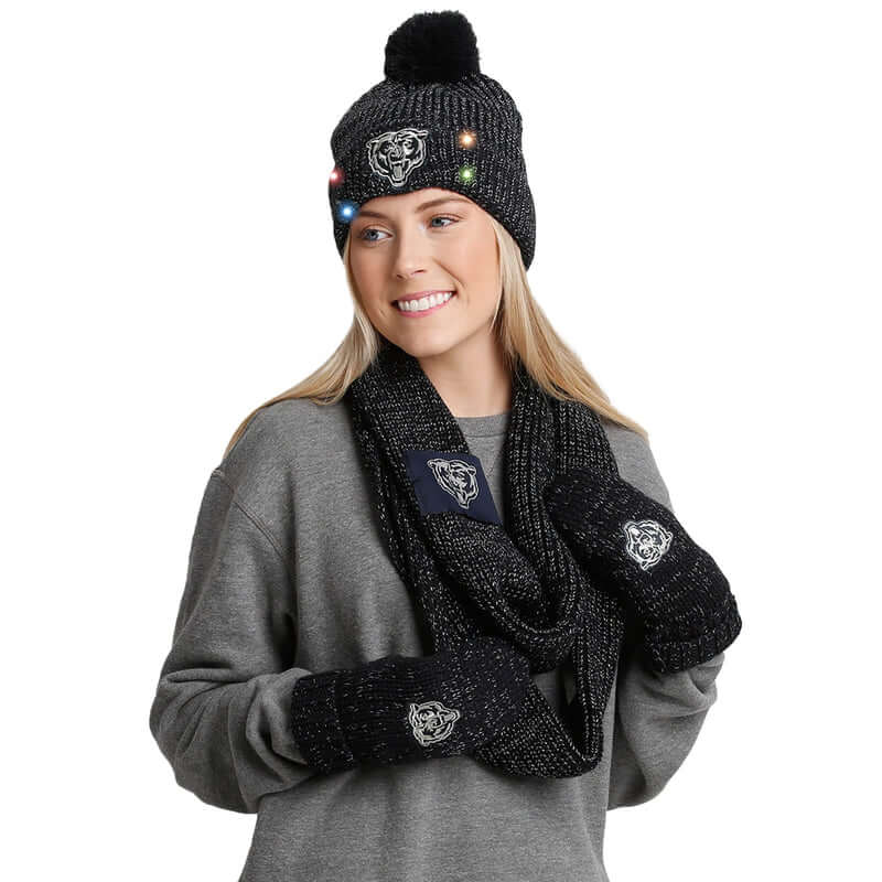 Chicago Bears Women's Glitter Knit Cold Weather Set