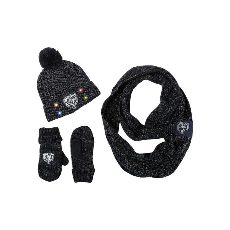 Chicago Bears Women's Cold Weather Set - Scarf,Mittens and Light up Hat
