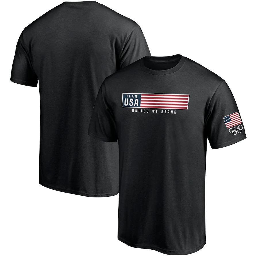 Team USA OLIMPIC Fanatics Branded Stacked Colors T-Shirt - Black