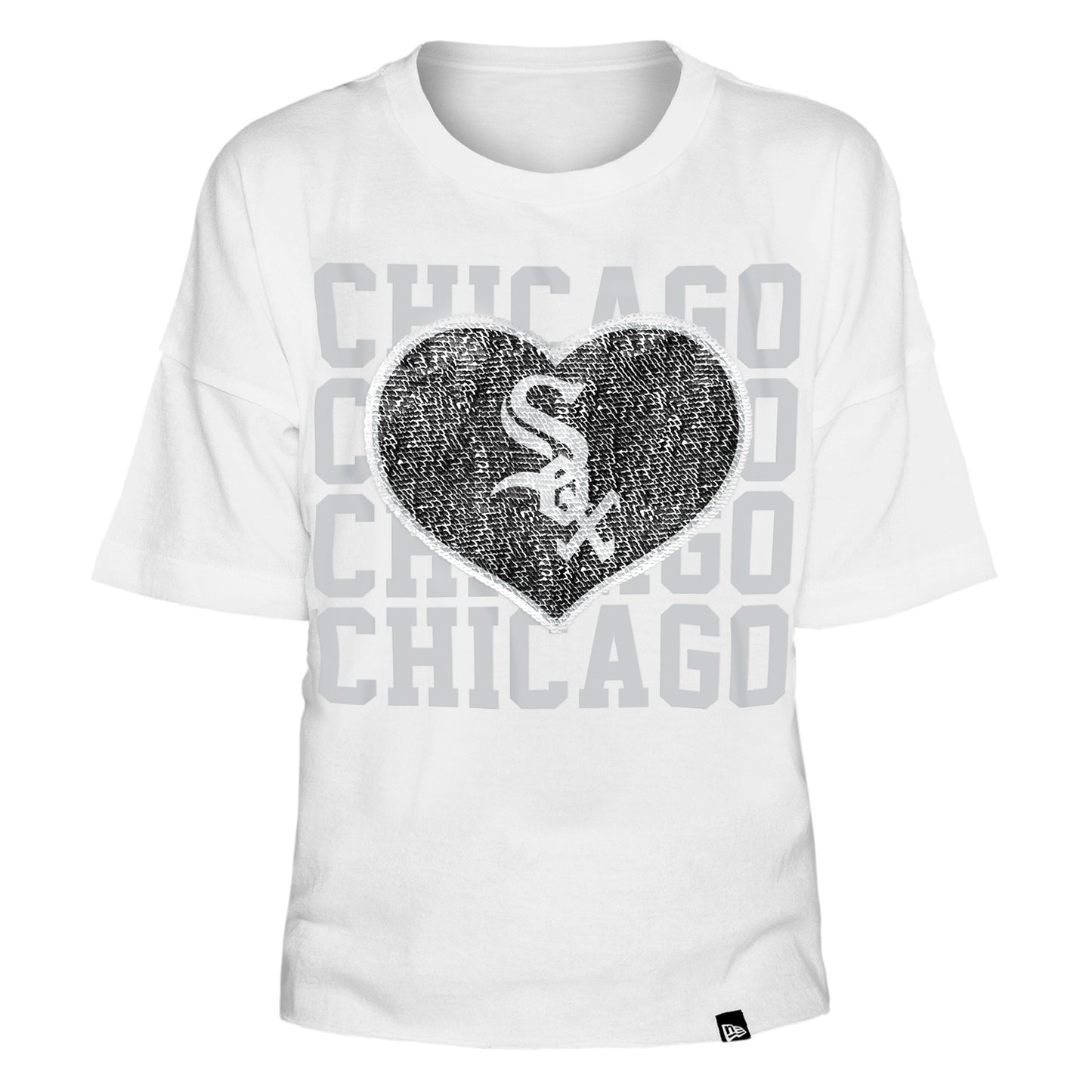 Chicago White Sox  Girls/KIDS  Youth Flip Sequin Heart Crop Top - White