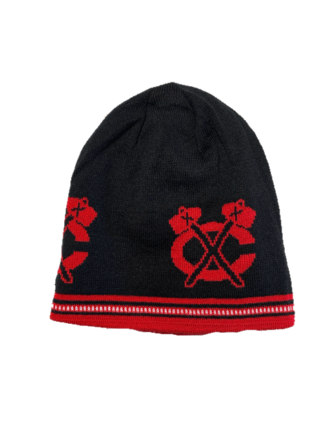 Chicago Blackhawks Adults Reversible Winter Hat -Black/Red