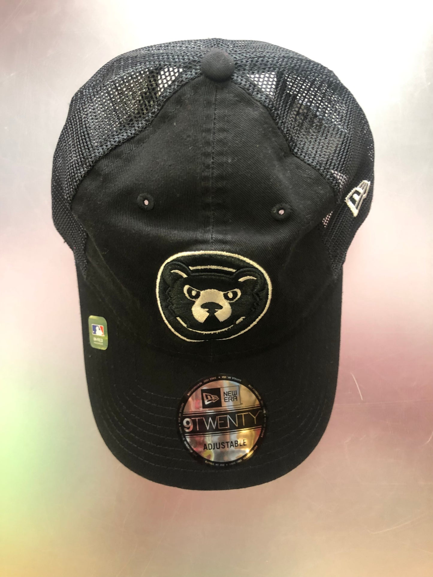 Chicago Cubs New Era 9TWENTY Black Adjustable Hat 2