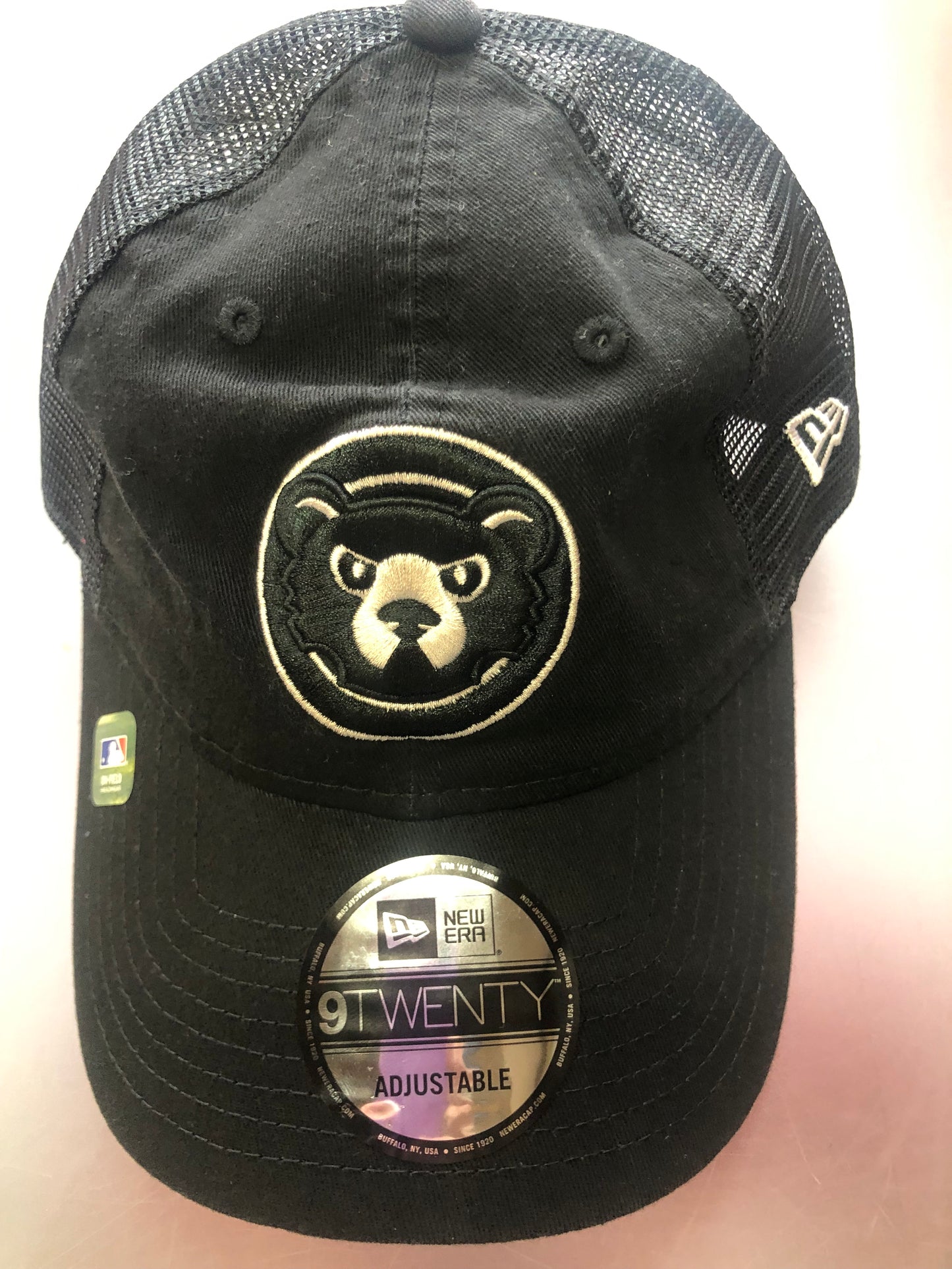 Chicago Cubs New Era 9TWENTY Black Adjustable Hat 2