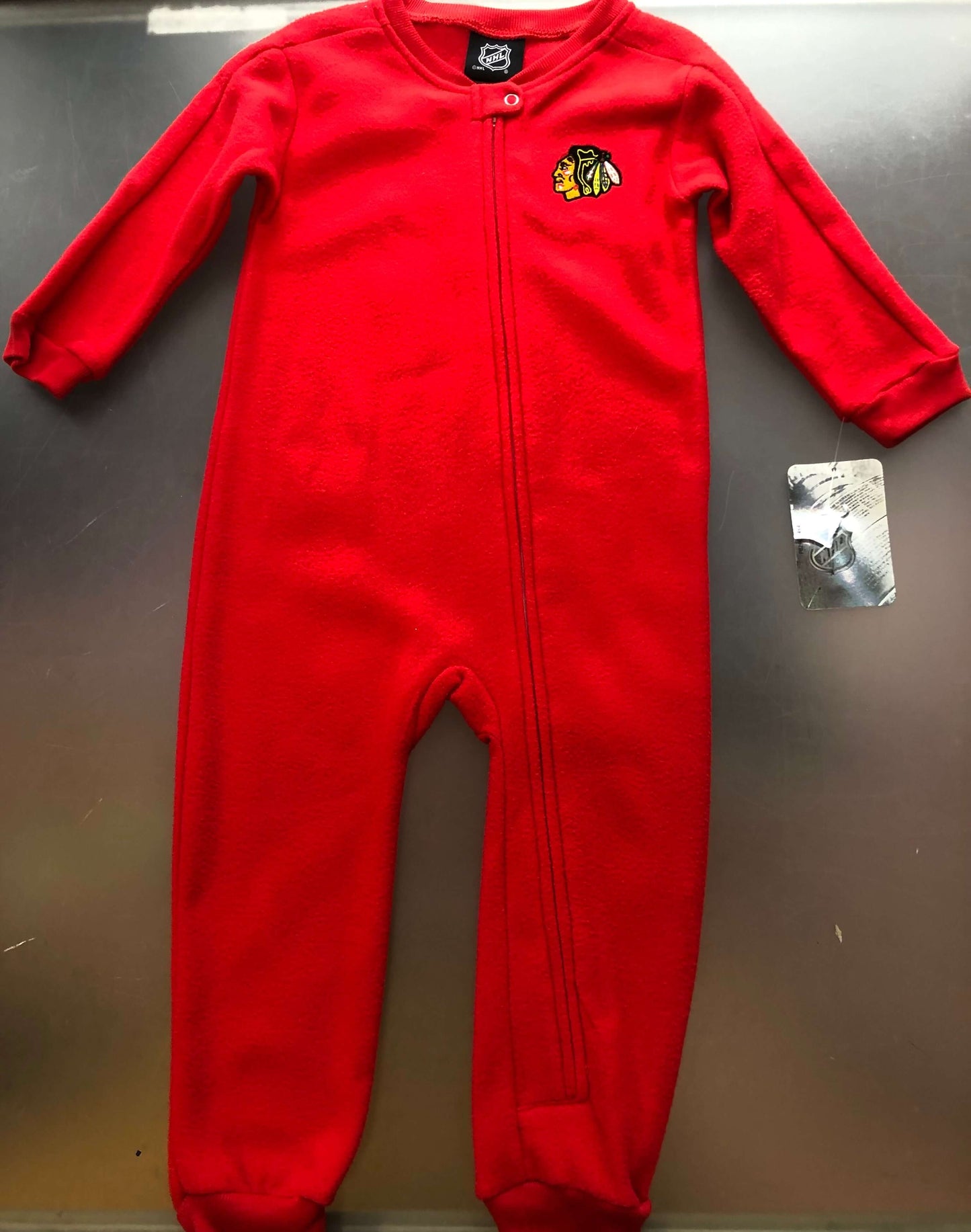 CHICAGO BLACKHAWKS Toddler RED BLANKET SLEEPER LOUNGEWEAR ONE PIECE PAJAMAS