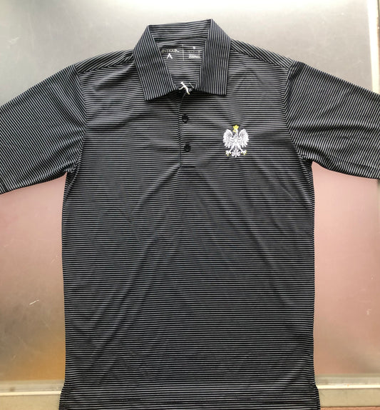 Poland Antigua Men's Polska Eagle Crest Black & White Polo