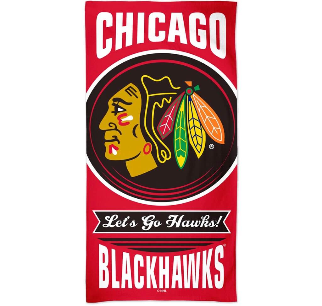 CHICAGO BLACKHAWKS FIBER BEACH TOWEL 9LB 30" X 60 Win Craft
