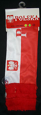 Polish Polska Poland banner scarf mini NEW w/ glass window suction cup 19" inch