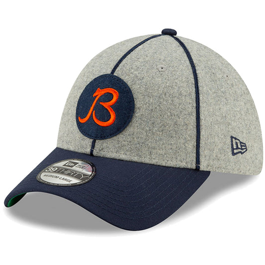 New Era Men's Heather Gray/Navy Chicago Bears 2019 NFL Sideline Home Official 39THIRTY 1920s Flex Hat