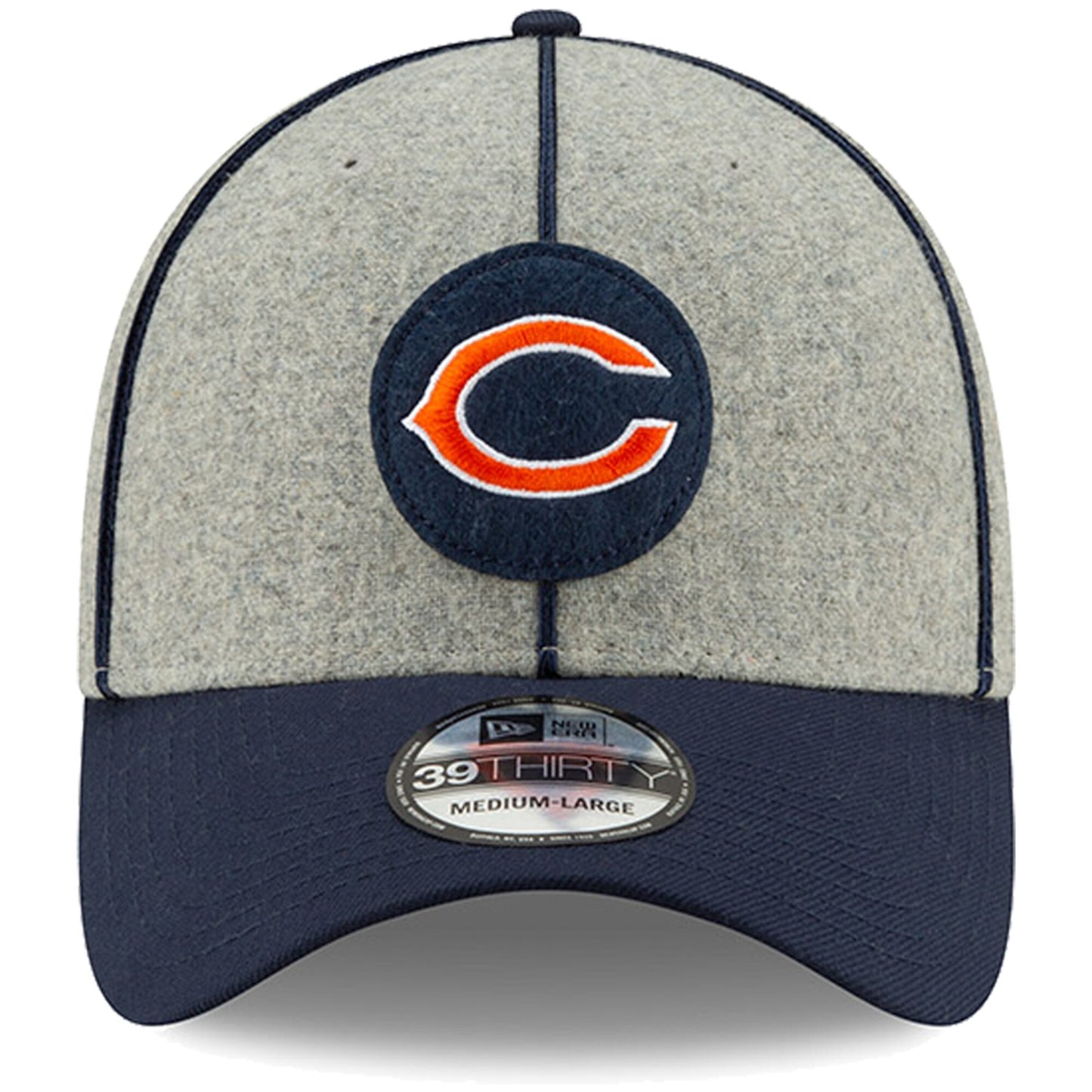 New Era Men's Heather Gray/Navy Chicago Bears 2019 NFL Sideline Home Official Logo 39THIRTY 1920s Flex Hat