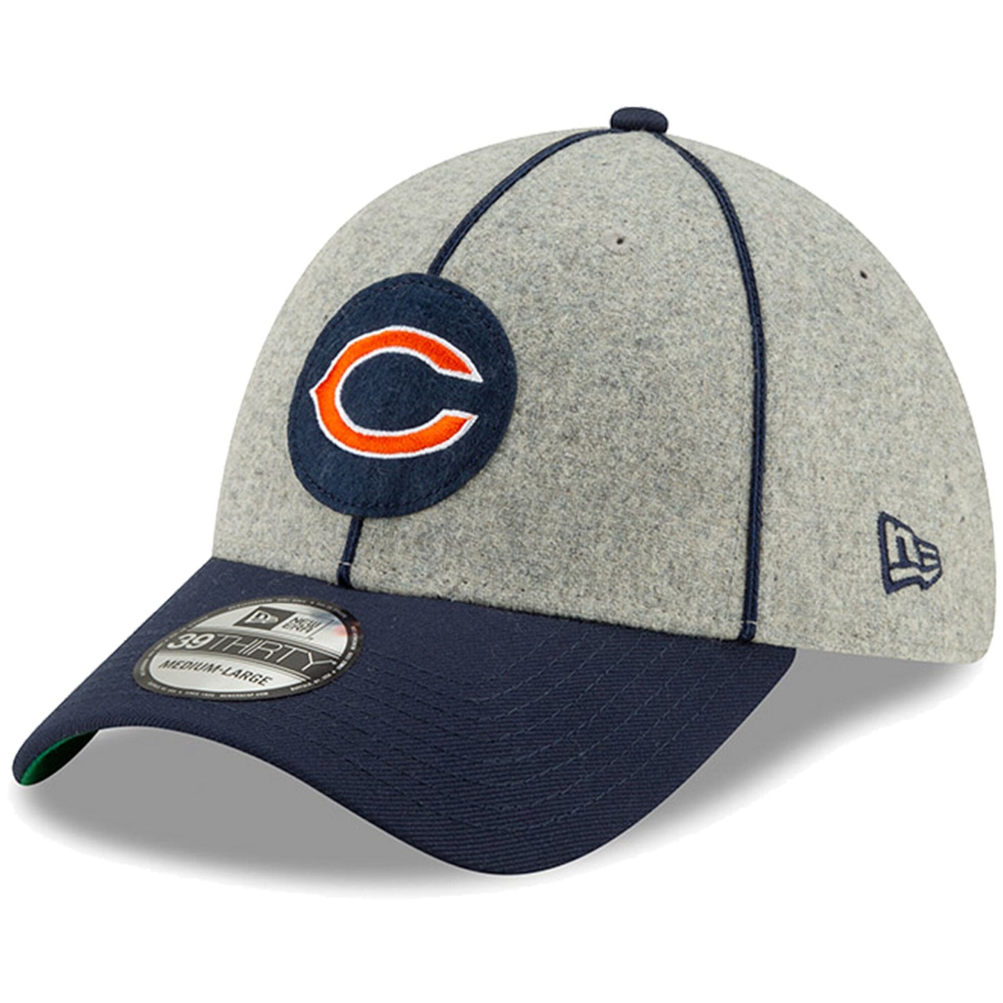 New Era Men's Heather Gray/Navy Chicago Bears 2019 NFL Sideline Home Official Logo 39THIRTY 1920s Flex Hat