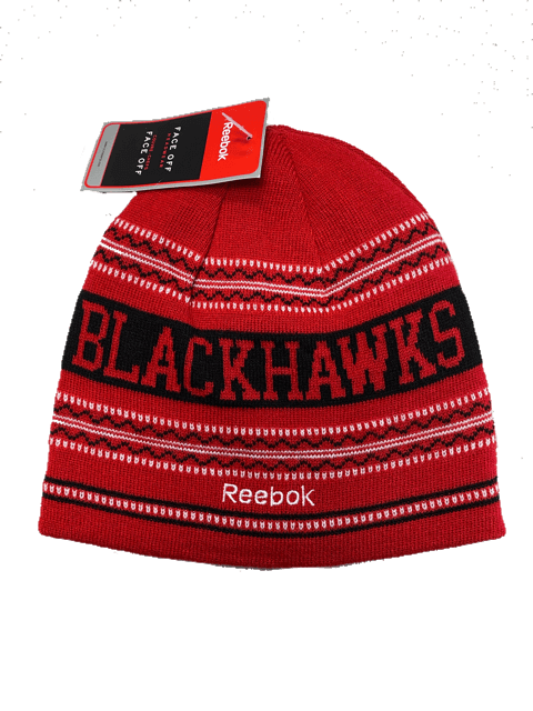 Chicago Blackhawks Adults Reversible Winter Hat -Black/Red