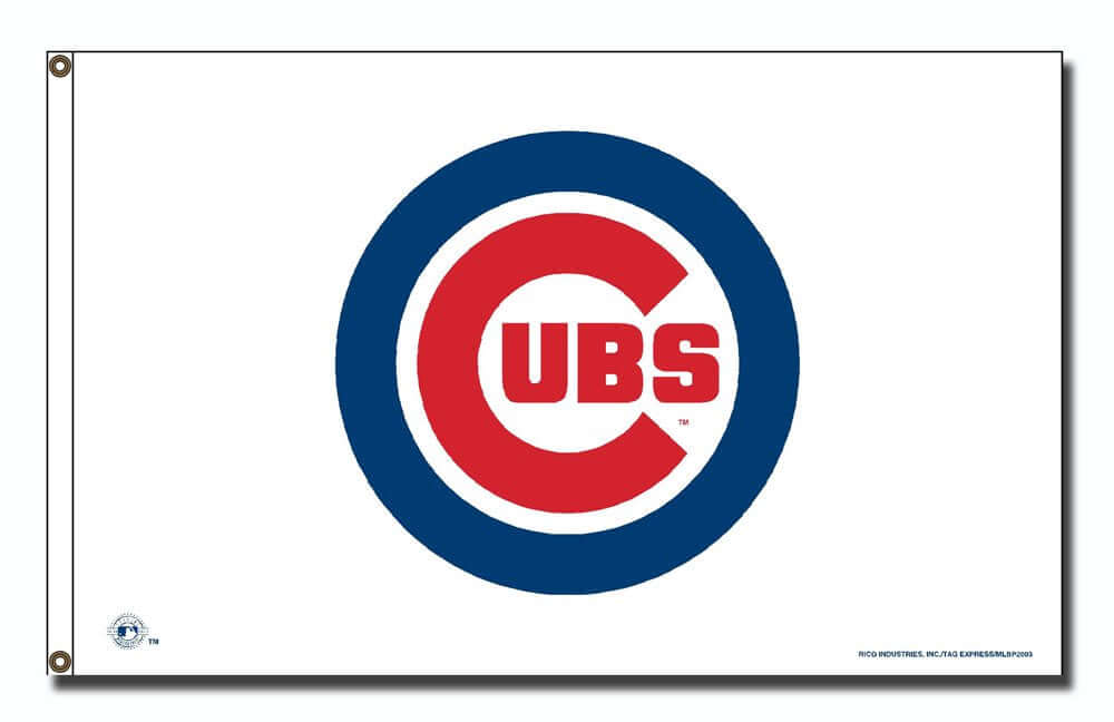 Chicago Cubs 3' x 5' White Logo Banner Flag by Rico