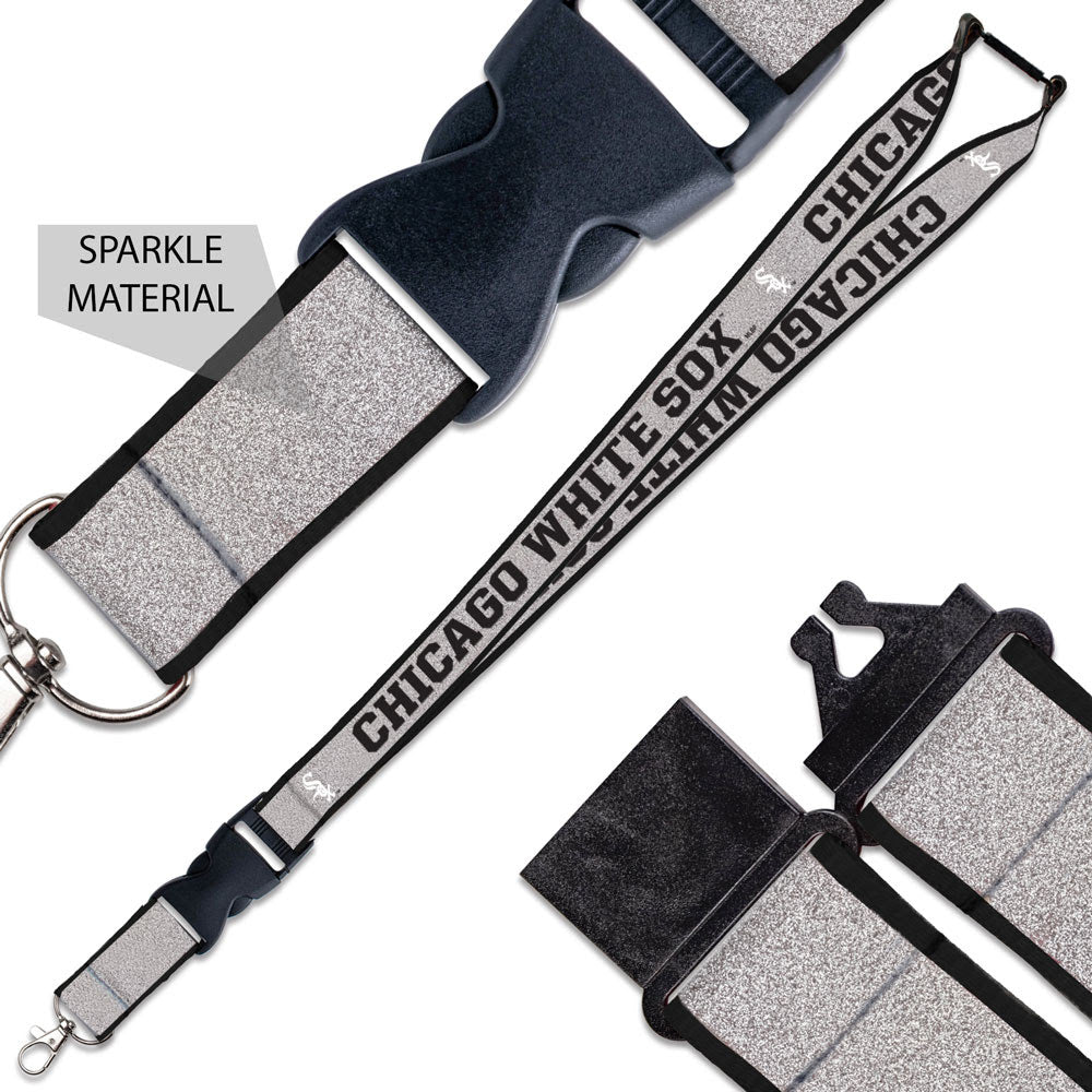 Chicago White Sox Sparkle Black & Gray Team Lanyard