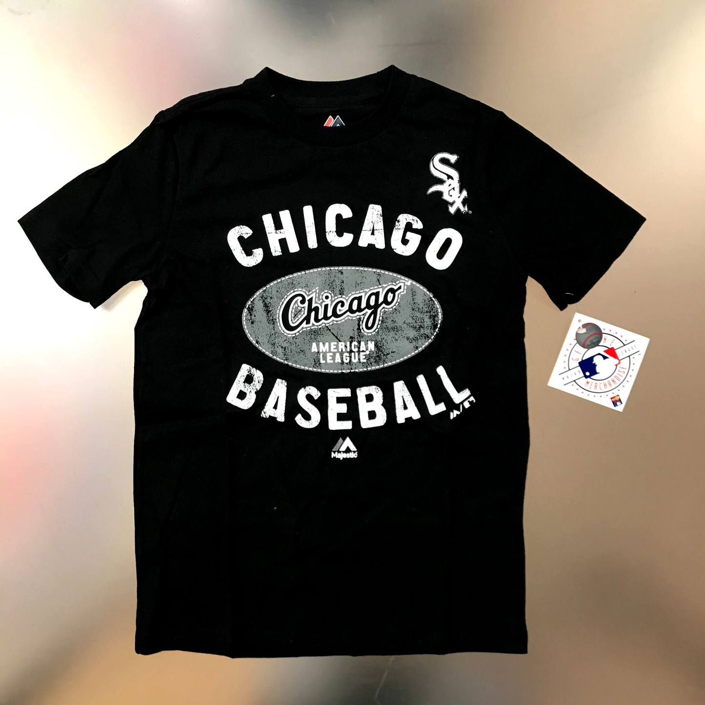 Chicago White Sox Majestic Youth Black Chicago Baseball T-shirt