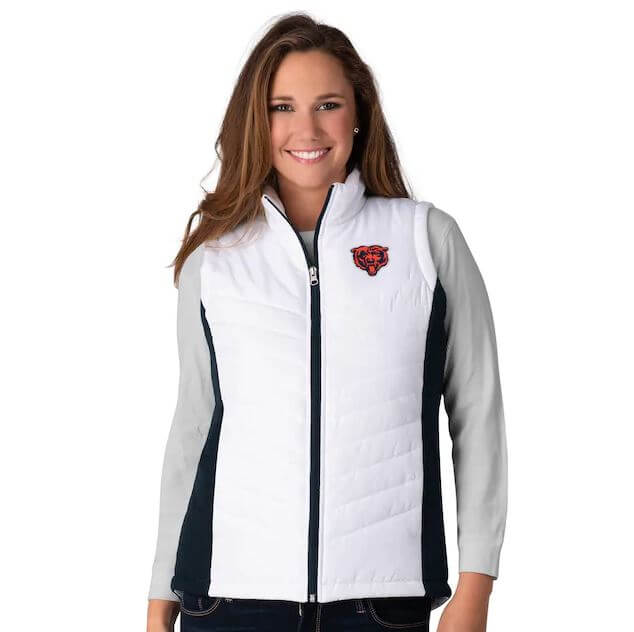 Chicago Bears Women's Team Spirit Padded Sleeveless Vest - White