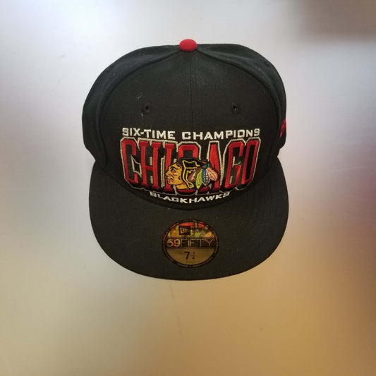 Chicago Blackhawks Men's 59Fifty Six-Time Stanley Cup Champs Arched Hat - Black