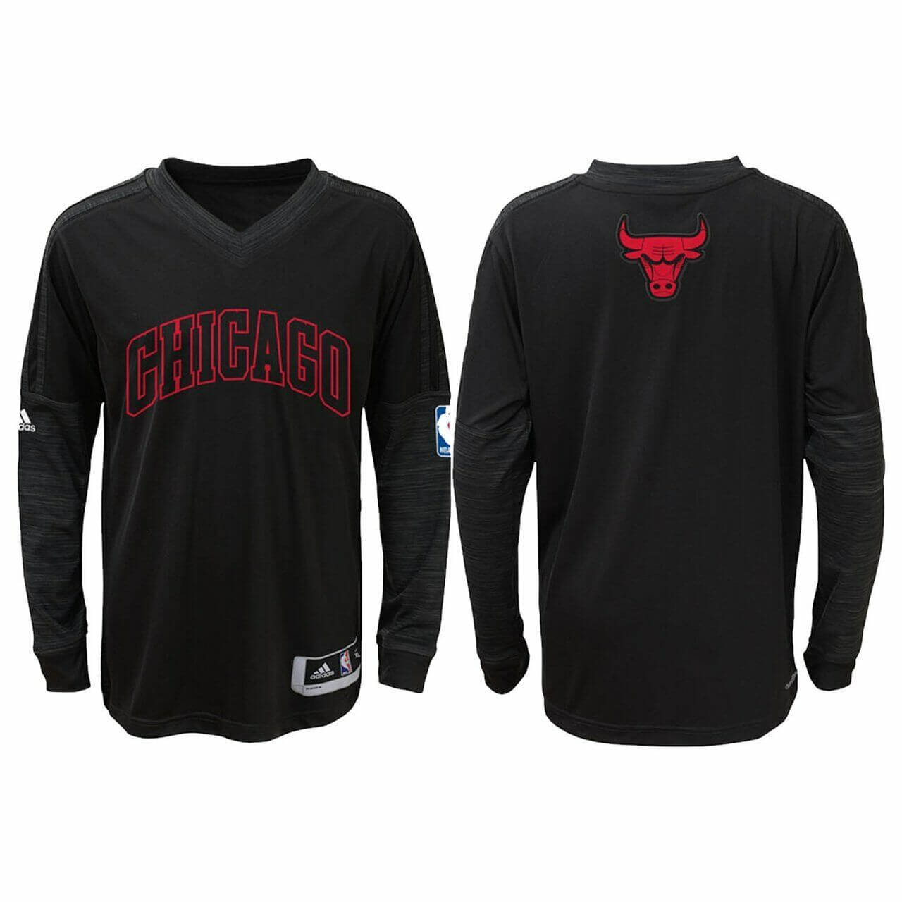 Chicago Bulls On Court Long Sleeve Youth Shooter Shirt NBA Adidas Official