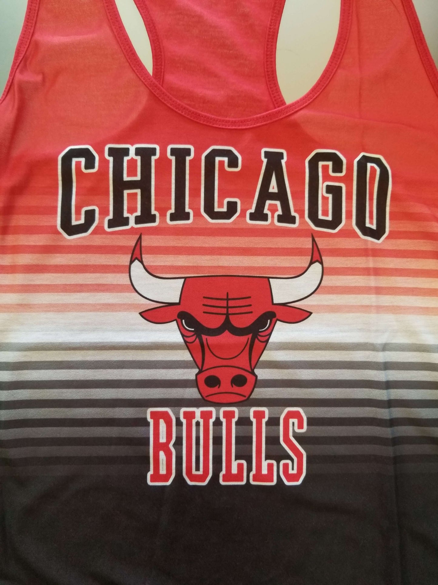 Chicago Bulls Women's Red Striped Racer Back Tank Top