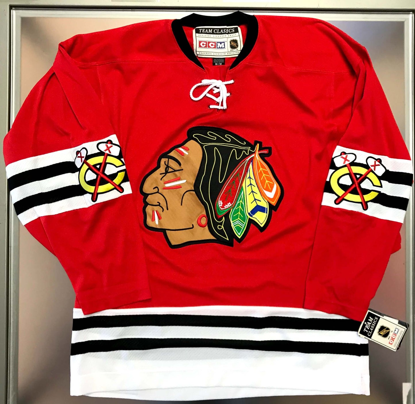 Chicago Blackhawks NHL Official CCM Throwback Premier Edge Jersey Retro Style