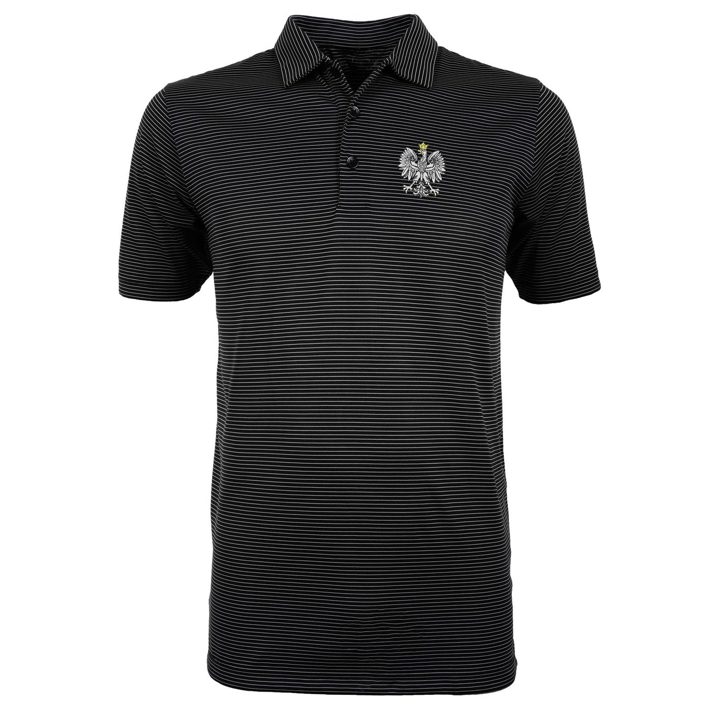 Poland Antigua Men's Polska Eagle Crest Black & White Polo