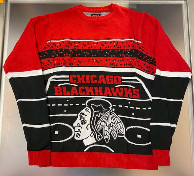 Men's Klew Black/Red Chicago Blackhawks Light Up Ugly Sweater