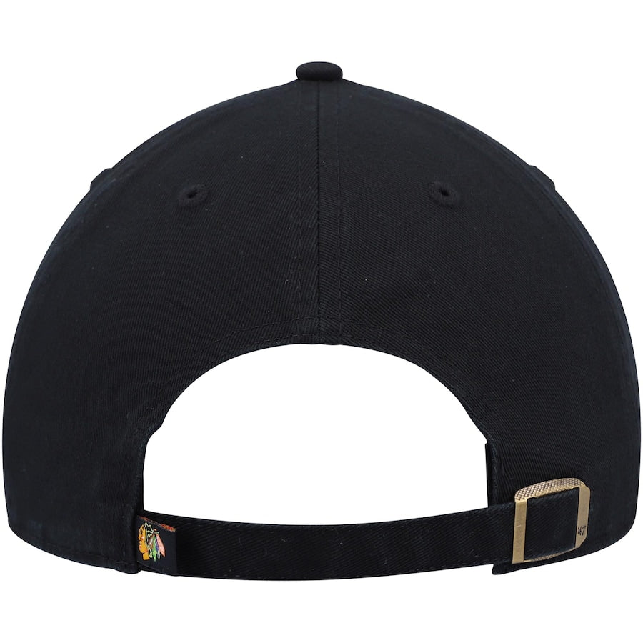 Men's Chicago Blackhawks '47 Black Tomahawk Logo Clean Up Adjustable Hat