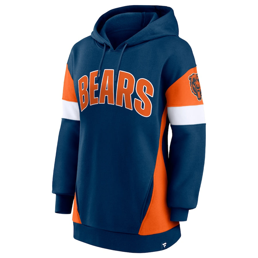 Fanatics Branded Chicago Bears Women's Navy/Orange Lock It Down Pullover Hoodie