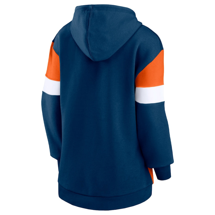 Fanatics Branded Chicago Bears Women's Navy/Orange Lock It Down Pullover Hoodie