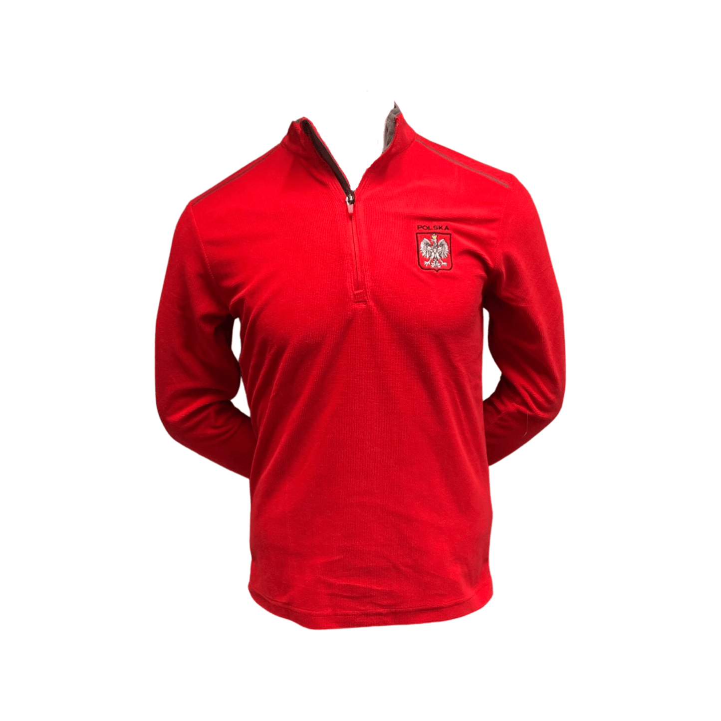 Antigua Polska Glacier Quarter Zip Pullover Fleece - Red with Polska Eagle Emblem MEN'S